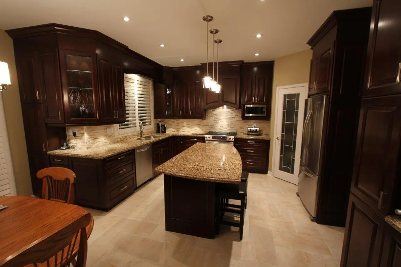 Dark wood kitchen
