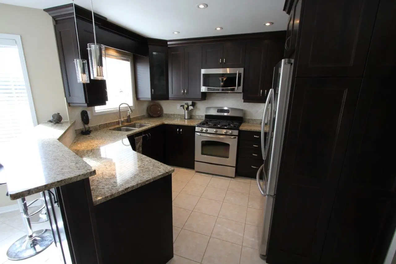 Dark wood kitchen