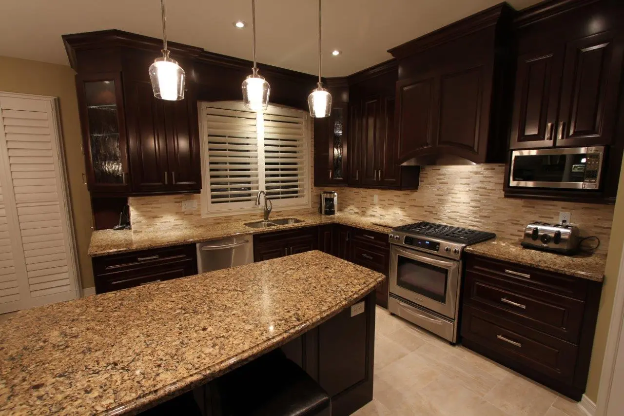 Dark wood kitchen
