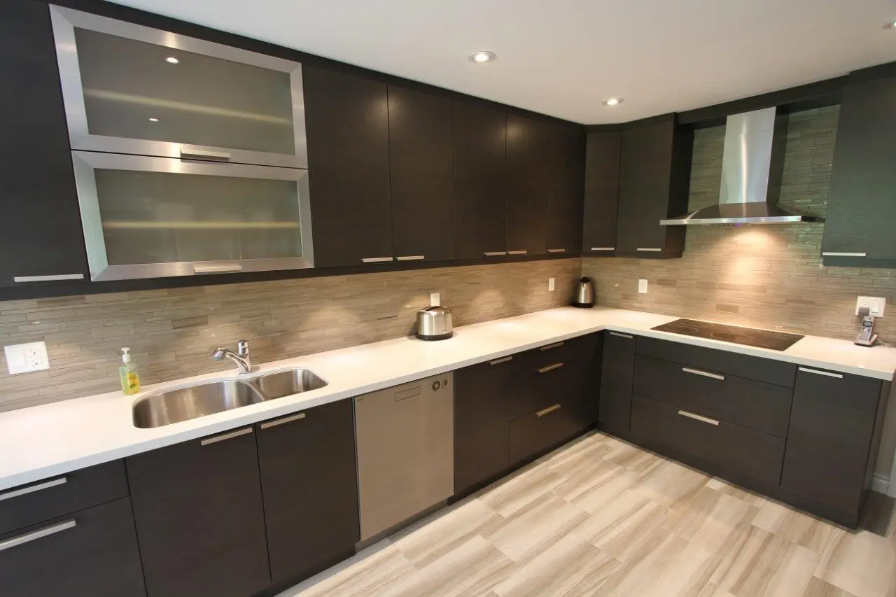 Dark wood kitchen