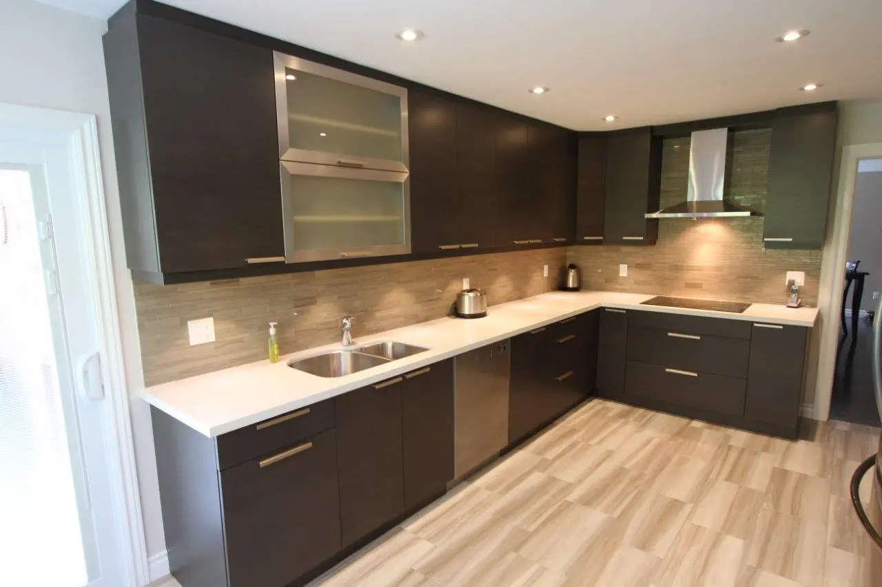 Dark wood kitchen