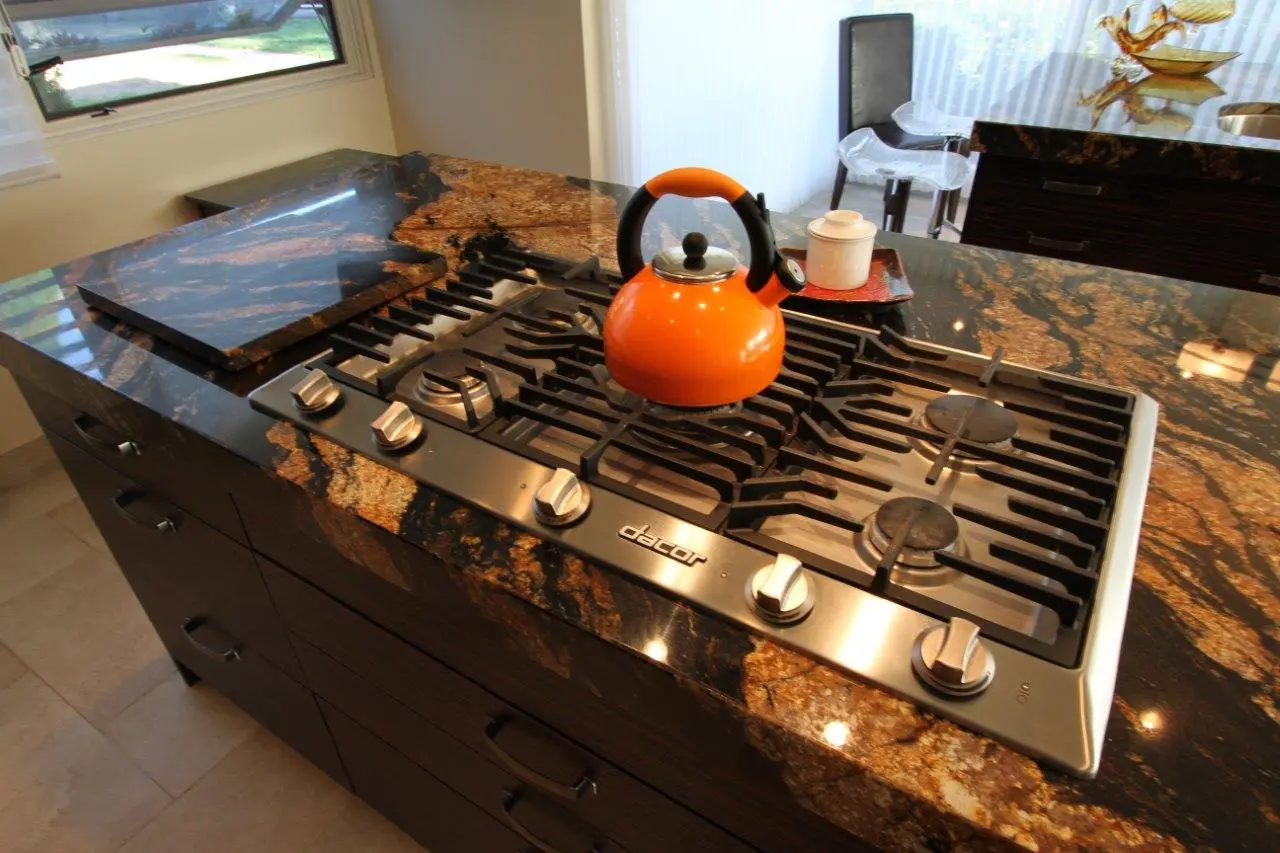 Dark wood kitchen