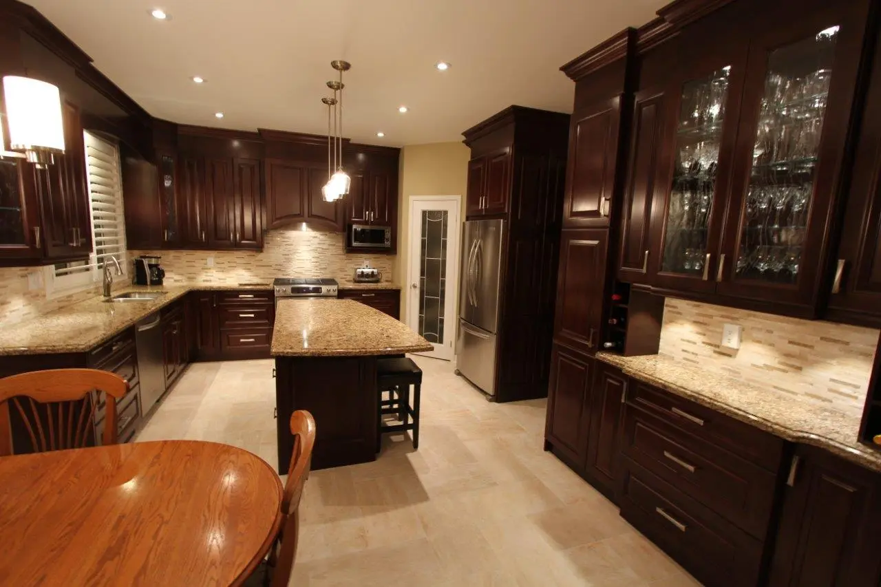 Dark wood kitchen