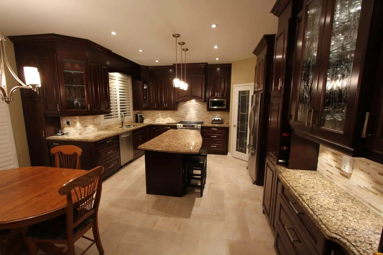 Dark wood kitchen