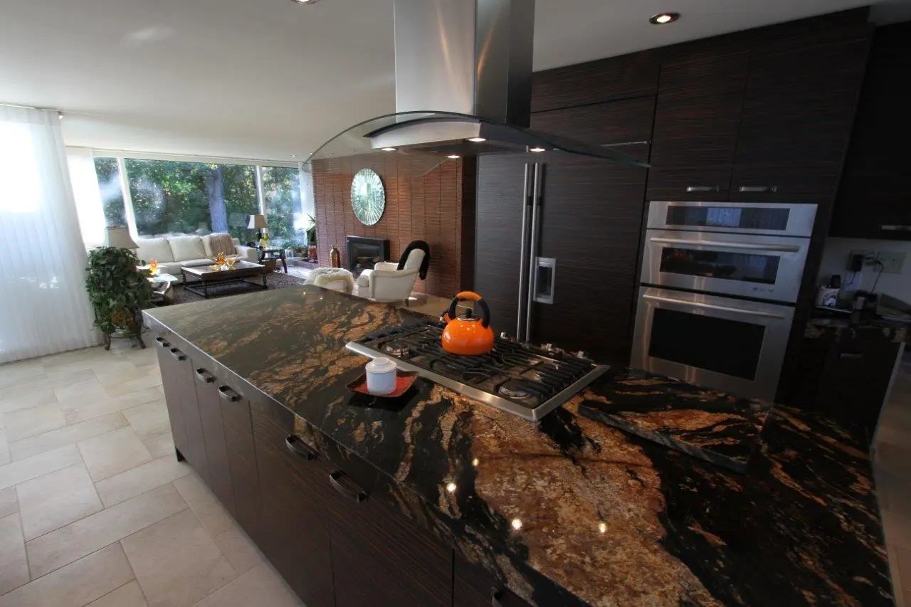 Dark wood kitchen