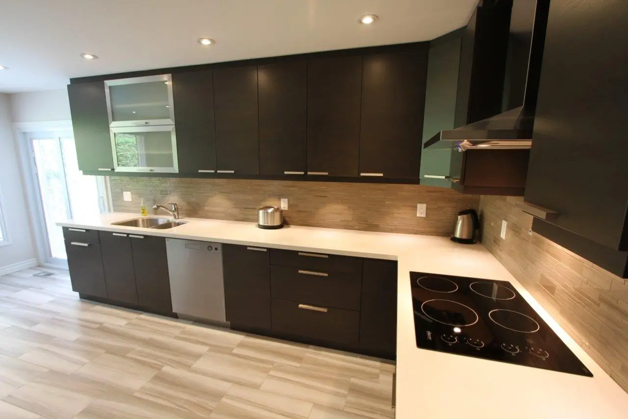 Dark wood kitchen