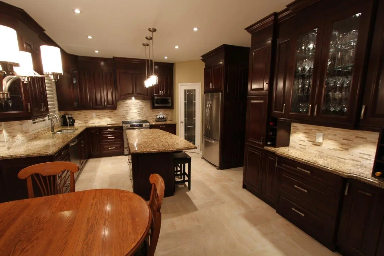 Dark wood kitchen